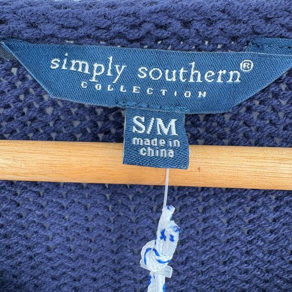 NWT Simply Southern Navy Knit BEACH Sweater, Sz S/M, Preppy Nautical Navy Cozy - Picture 7 of 9